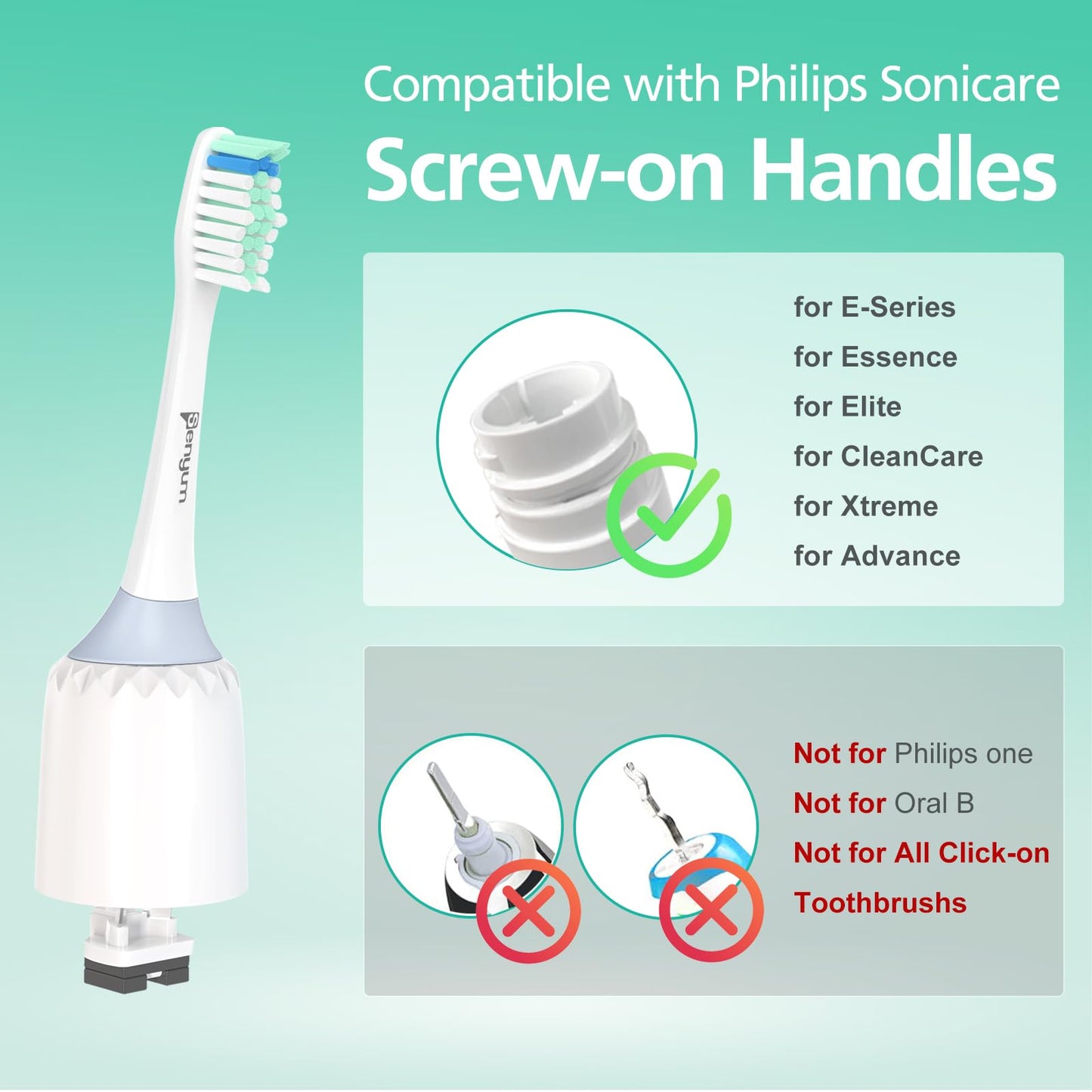Senyum Toothbrush Heads for Philips Sonicare Replacement Heads E-Series, Essence, Xtreme, Elite, Advance and CleanCare Screw-On Electric Handles, Brush Heads for Philip Sonic Care, 6 Pack