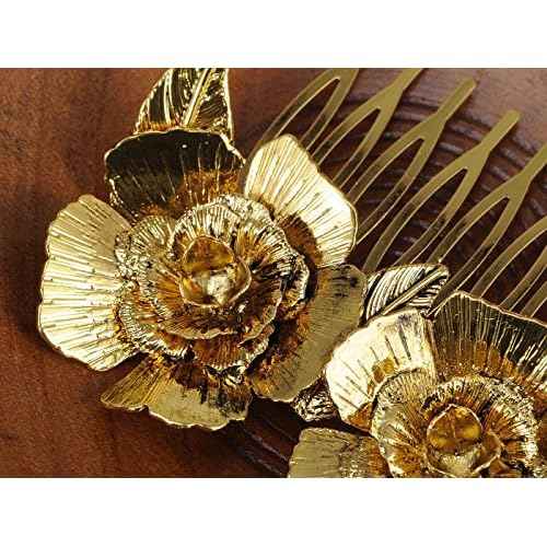Alilang Golden Silvery Tone Metal Vintage Floral Rose Leaf Hair Pin Clip Comb