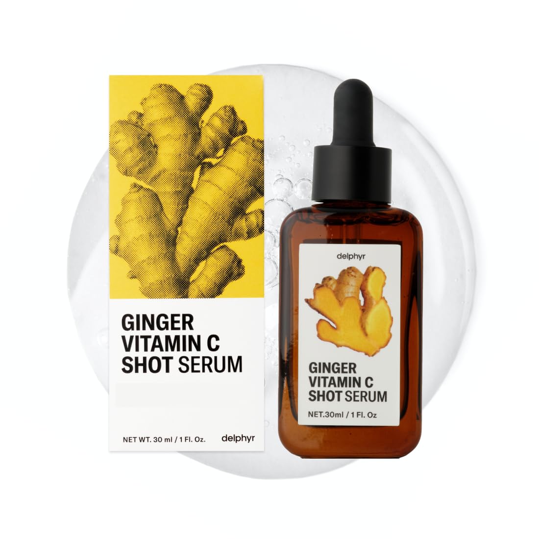 delphyr Ginger Vitamin C Shot Serum | Daily serum with Ginger Extract & Vitamin C | Targets dark spots and dullness | Korean vegan skincare for all skin types