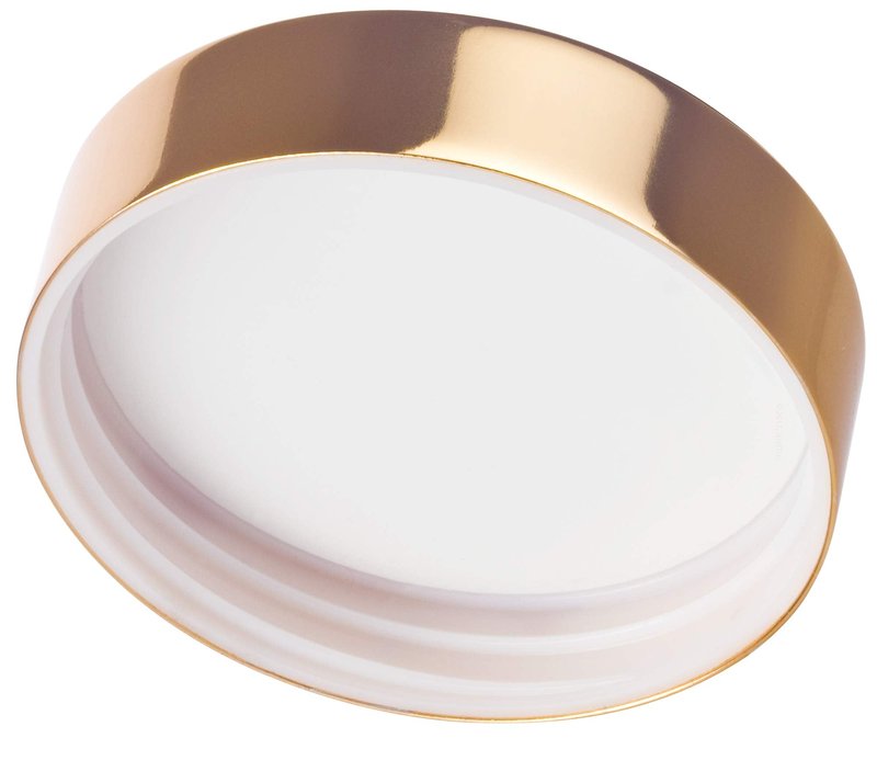 (6 Pack) 8 oz Clear Plastic Low Profile Wide Mouth Jar with Gold Metal Overshell Lid Refillable Empty Storage Containers