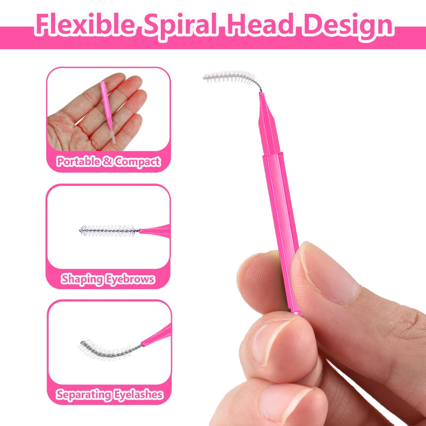 Micro Eyebrow Brush Set with Cap 50Pcs Eyelash Spoolies Comb Brow Lamination Brush Mini Spoolie For Eyelash Extensions Lash Lift Tools