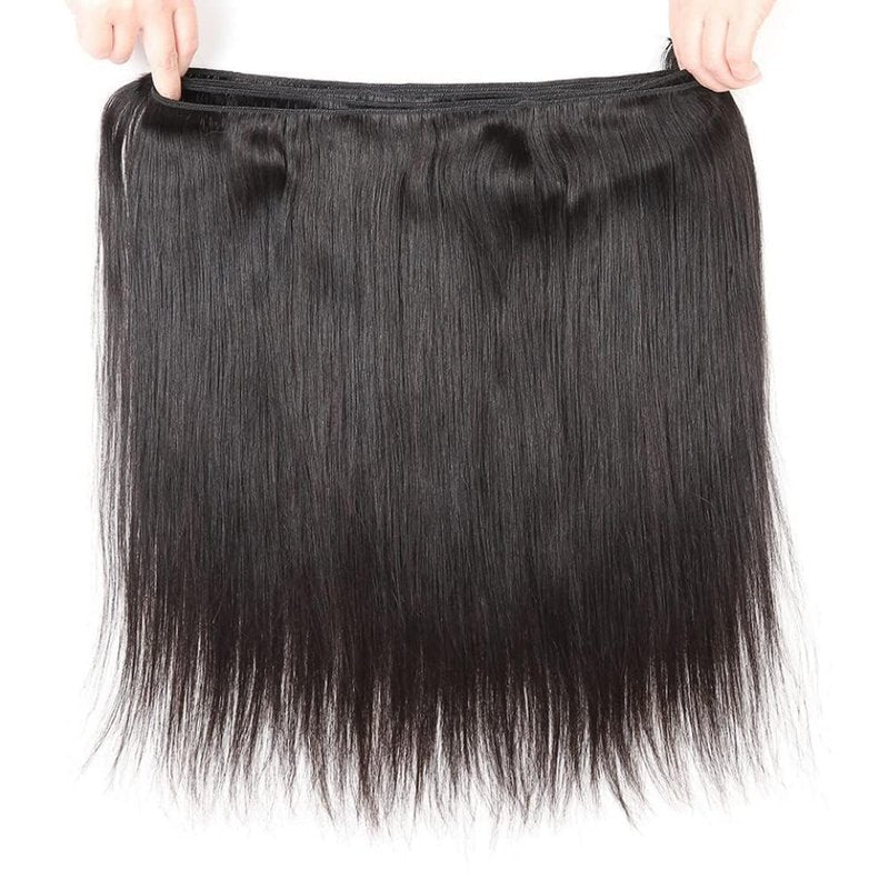 Straight Bundles Human Hair Bundles 14 14 16 16 Inch Human Hair Bundles 10A Grade 100% Unprocessed Virgin Straight Brazilian Hair Bundles 4 Bundles Human Hair Extensions for Black Women Natural Color