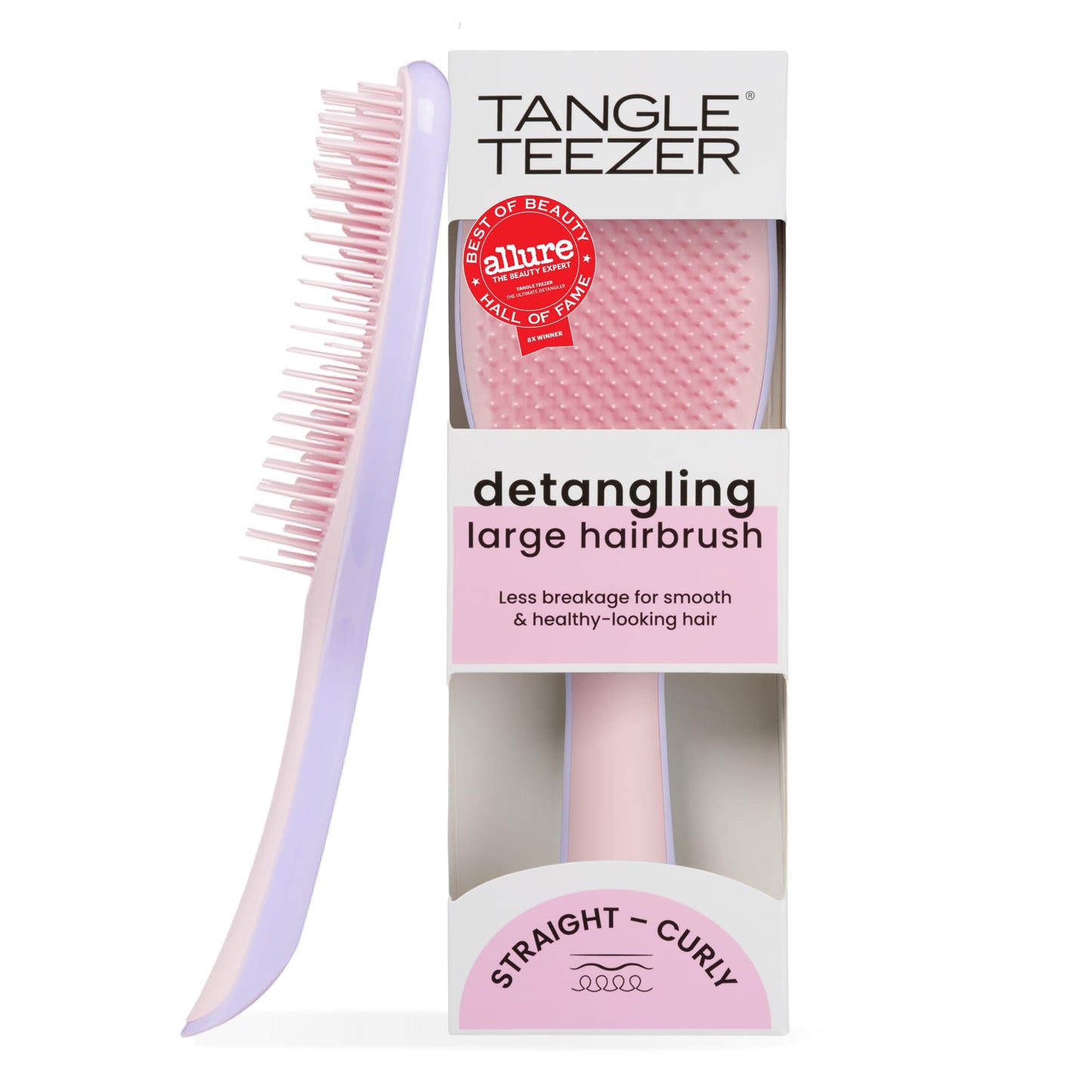 Tangle Teezer Ultimate Detangler Hairbrush for Wet & Dry Hair, Eliminates Knots & Reduces Breakage for Long, Thick, & Curly Hair Types, Large, Pink & Purple