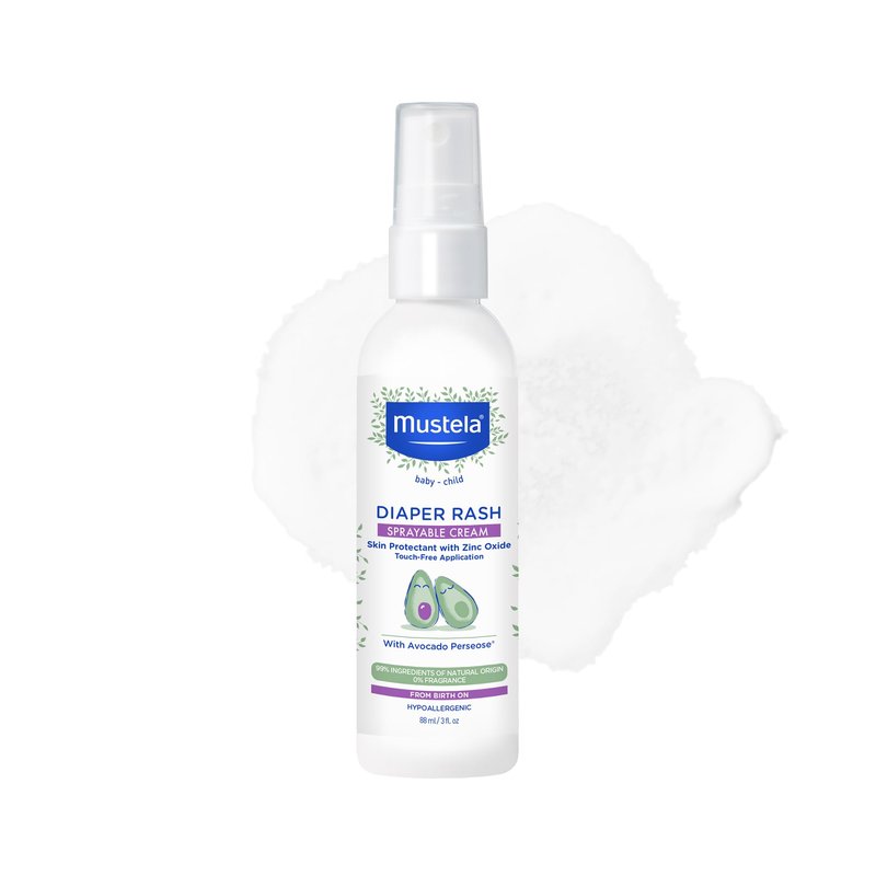 Mustela Baby Diaper Rash Cream Spray – Touch-Free protectant with Zinc Oxide & Natural Avocado - Treats, Soothes and Prevents Diaper Rash- Fragrance-Free - 3 fl. oz