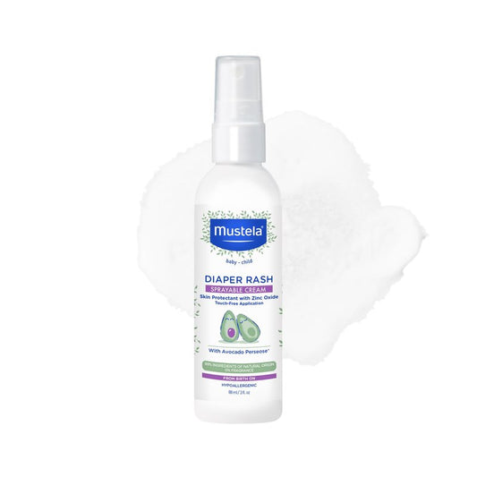 Mustela Baby Diaper Rash Cream Spray – Touch-Free protectant with Zinc Oxide & Natural Avocado - Treats, Soothes and Prevents Diaper Rash- Fragrance-Free - 3 fl. oz