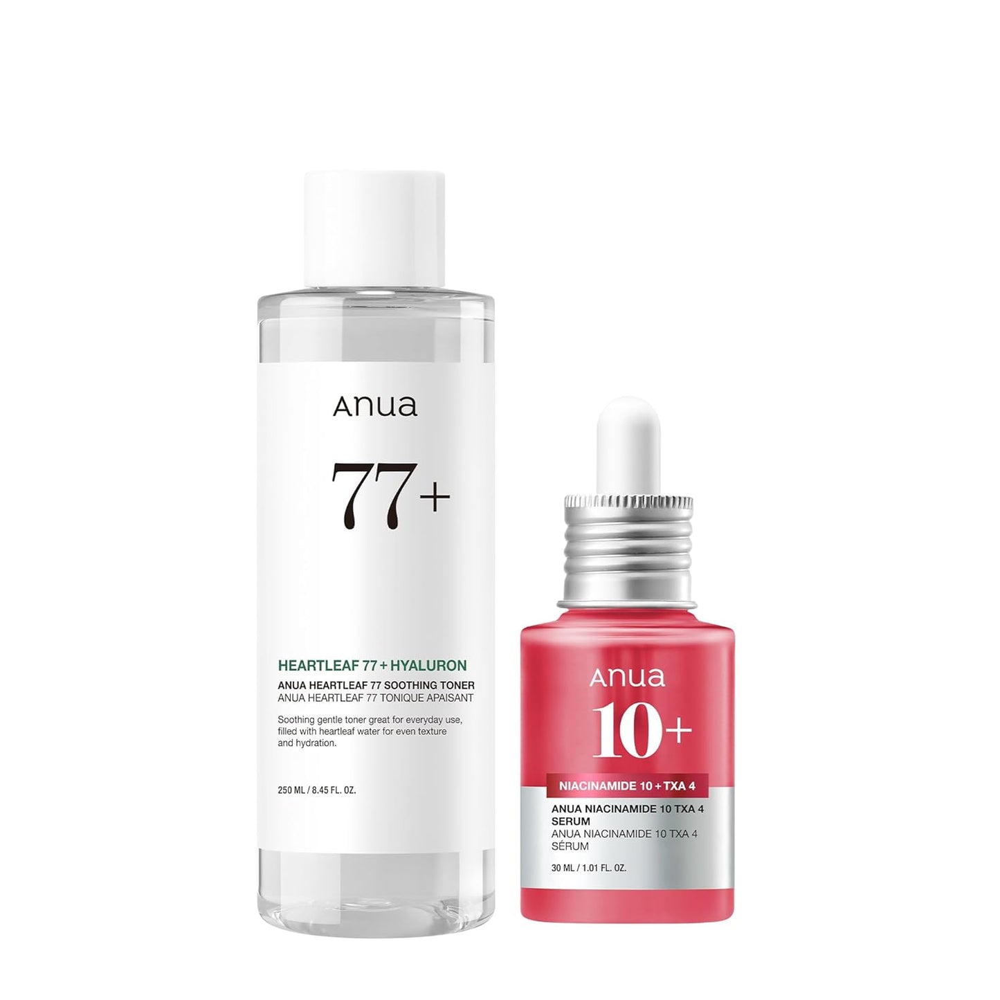 Anua Glass Skin Prep Duo - 10% Niacinamide & 4% Tranexamic Acid Serum | Heartleaf 77 Toner for Glowing Skin, Hydrating & Calming