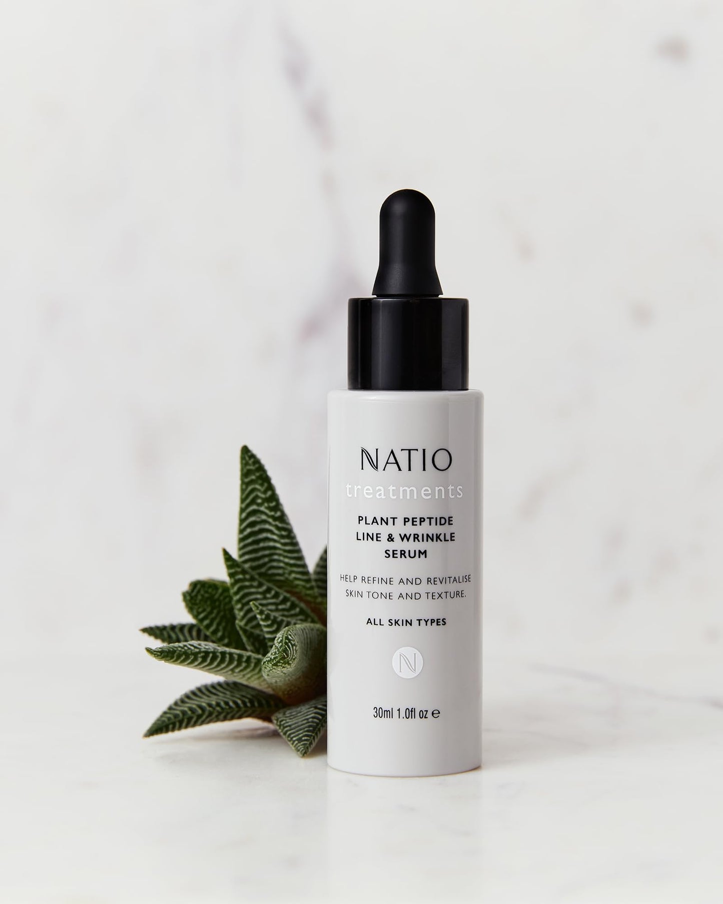 Natio Plant Peptide Line and Wrinkle Serum, 1 oz - Anti Aging Serum - Rejuvenating Face Serum - Daily Serum for Face to Revitalize Skin Texture