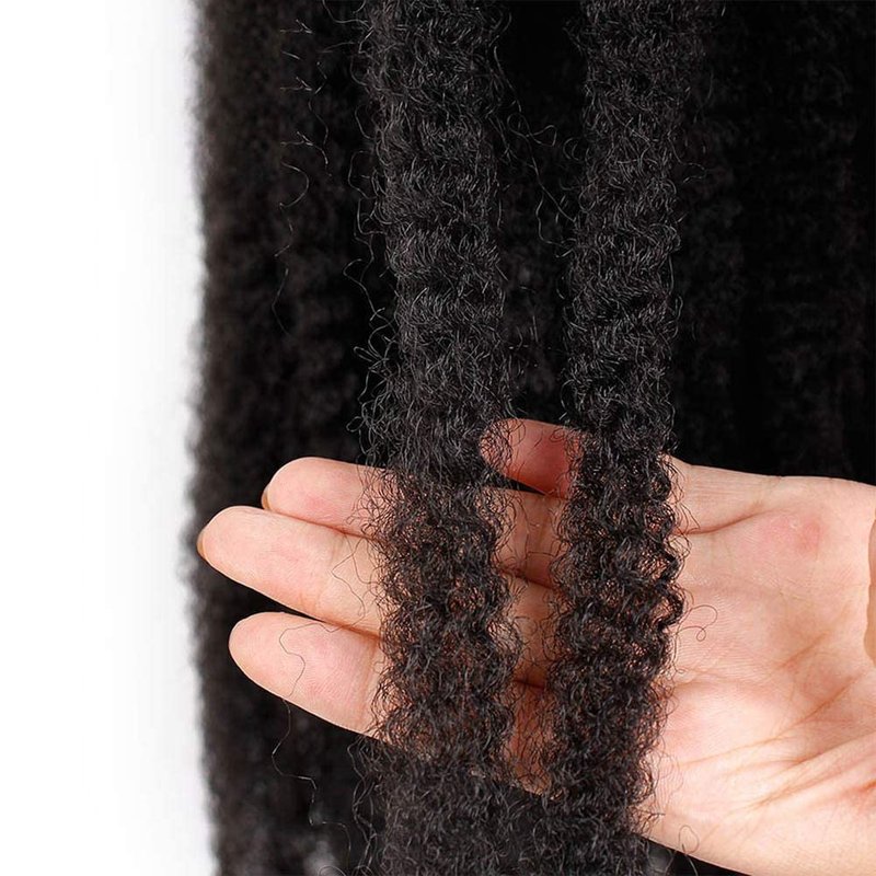 Marley Twist Braiding Hair Marley Braiding Hair Marley Braid Crochet Hair Long Afro Kinky Marley Twist Braid Hair Extensions Synthetic Fiber (24"6pcs, 1B#)