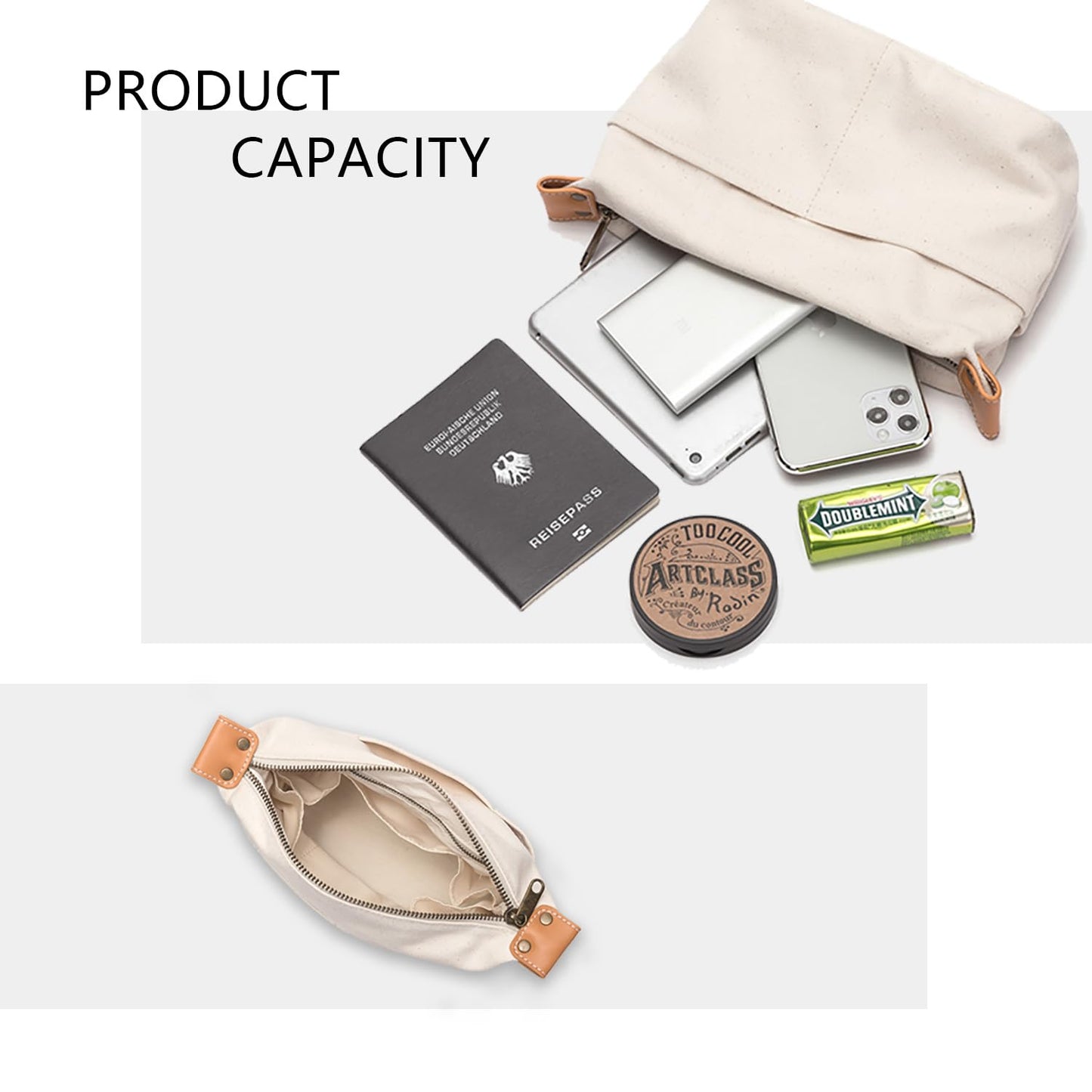 YONBEN Insert Storage Bag Purse Organizer and Cosmetic Travel Bags for Women Makeup Bag with Compartments Three Sizes Cotton Canvas built-in compartments functiona and fashionable