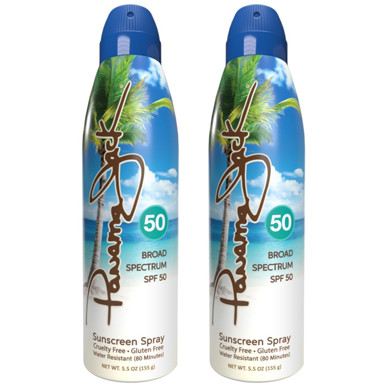 Panama Jack Continuous Spray Sunscreen - SPF 50, Broad Spectrum UVA/UVB Protection, PABA, Paraben, Gluten & Cruelty Free, Water Resistant (80 Minutes), 5.5 OZ (Pack of 2)