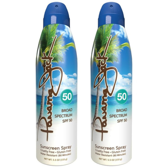 Panama Jack Continuous Spray Sunscreen - SPF 50, Broad Spectrum UVA/UVB Protection, PABA, Paraben, Gluten & Cruelty Free, Water Resistant (80 Minutes), 5.5 OZ (Pack of 2)