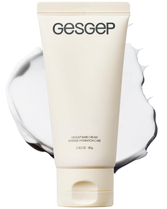 gesgep Bare Cream – Ceramide & Hyaluronic Acid Face Moisturizer for Dry & Sensitive Skin, Skin Barrier Repair + Makeup Primer, Stand-Up Tube with Flip Cap, K-Beauty, 2.82 oz