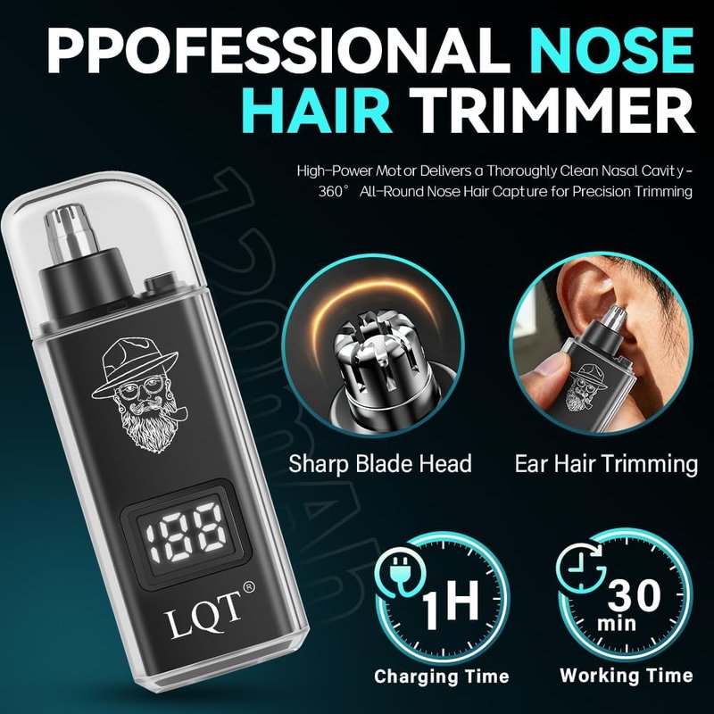 Men's Hair Clippers Kit - 4-in-1 Grooming Set with Nose Trimmer & Electric Shaver | Wireless USB Rechargeable, Blue Ombre Design