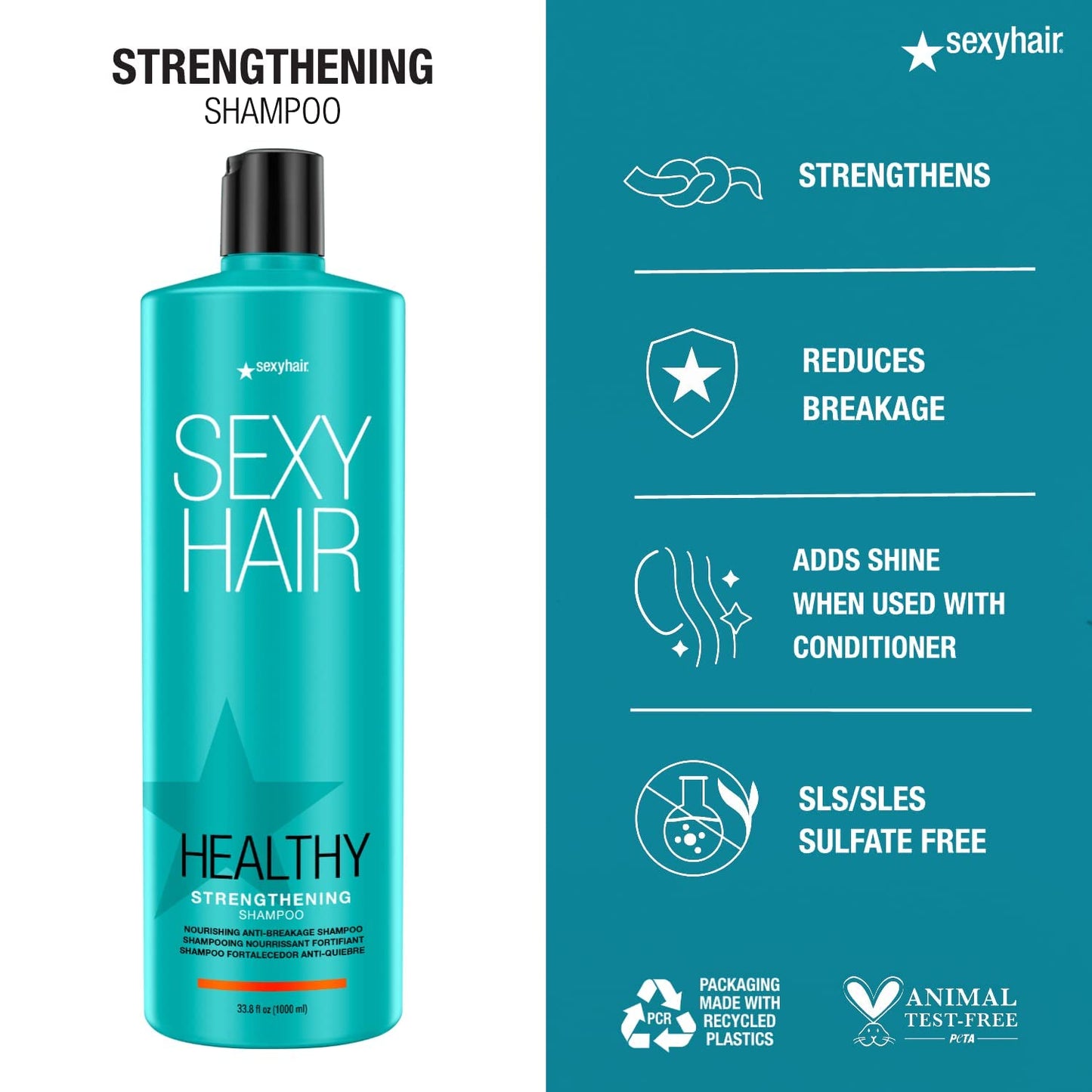 SexyHair Healthy Strengthening Shampoo for Unisex - 33.8 oz Shampoo