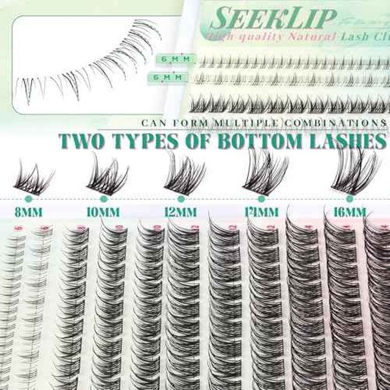 Wispy Lash Clusters 146pcs Natural Lashes Clusters with Bottom Lashes 6-16mm Lightweight Individual Eyelashes Soft Eyelashes Cluster with Thin Band DIY Natural Look Lash Extensions (Lilac)