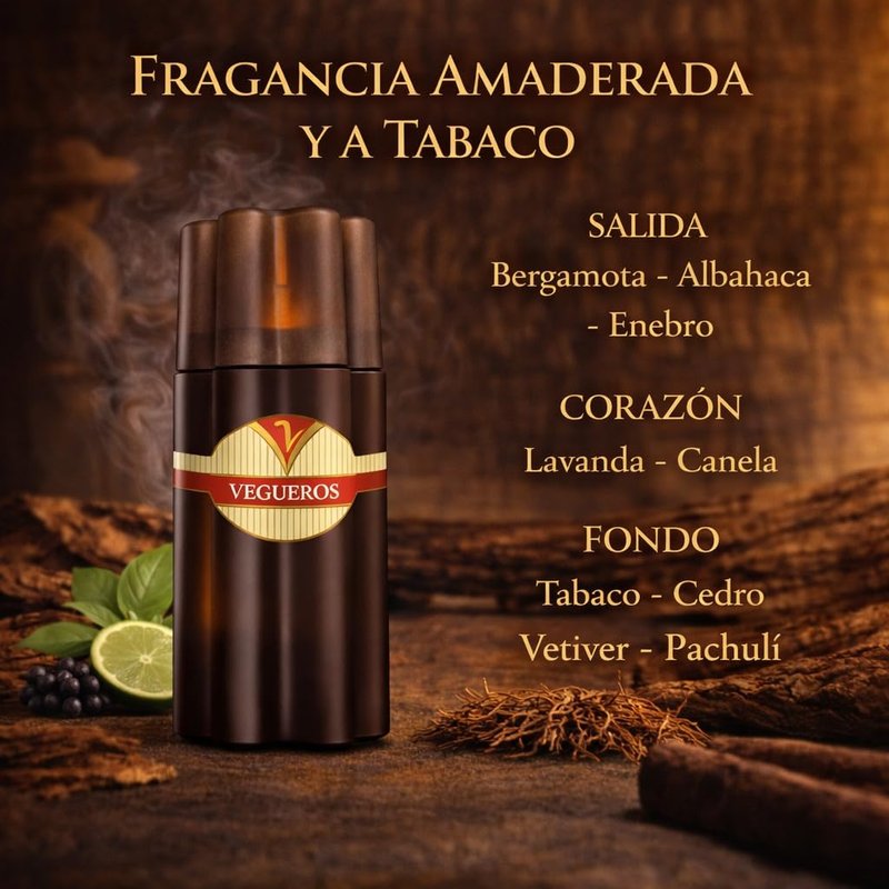 Vegueros Eau de Parfum 3.4 oz – Perfume Cubano - Woody Tobacco Masculine Fragrance Inspired by Cuban Tradition – Long Lasting Men's Perfume - Cuban Cologne for Men