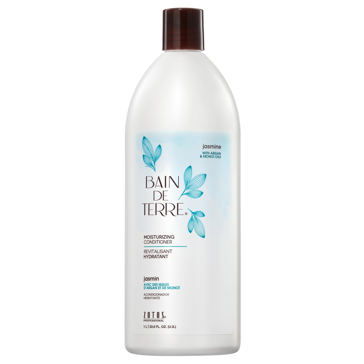 Bain de Terre Jasmine Moisturizing Conditioner, Rich Hydration for Dry Hair, with Argan & Monoi Oils, Paraben-Free, Color-Safe, Vegan, 33.8 Fl Oz