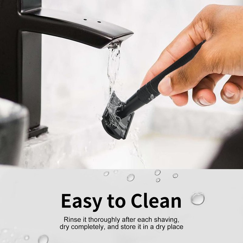Matte Black Safety Razor - Single Blade Razor for Men | Eco-Friendly, Reusable Metal Design with 10 Stainless Steel Blades
