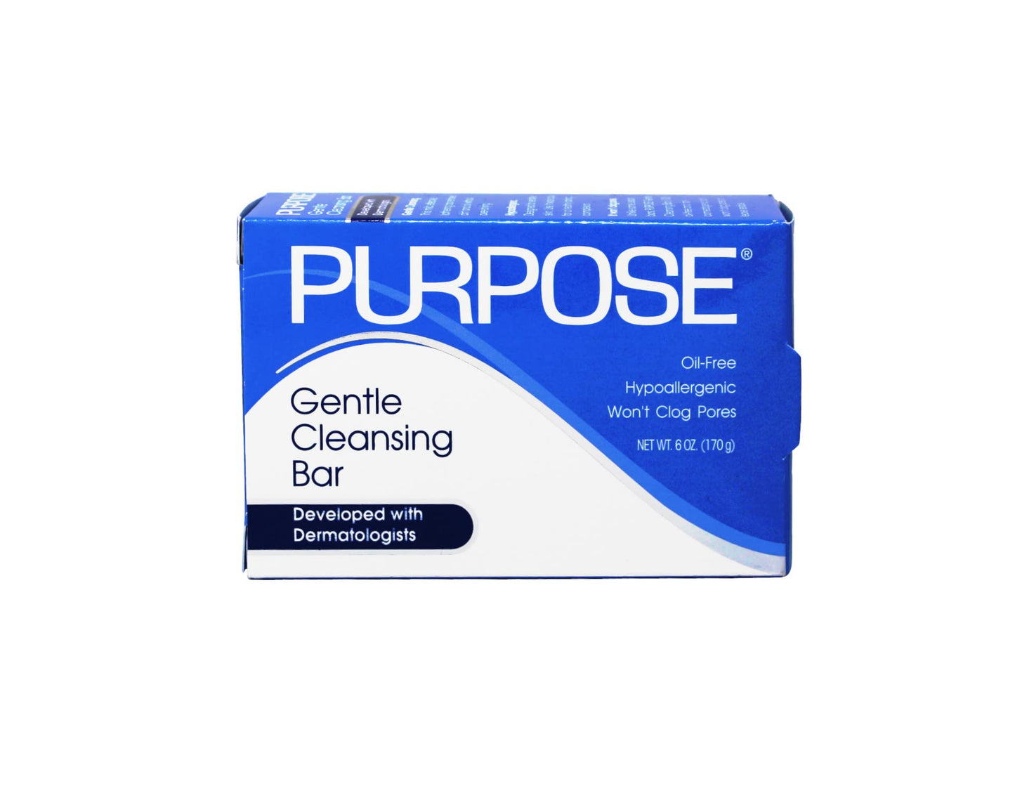 PURPOSE Gentle Cleansing Bar, As Gentle As Water, All Skin Types, For Sensitive & Dry Skin, Oil-free, Hypoallergenic, Sulfate-Free, 6 oz Bar (Pack of 6)