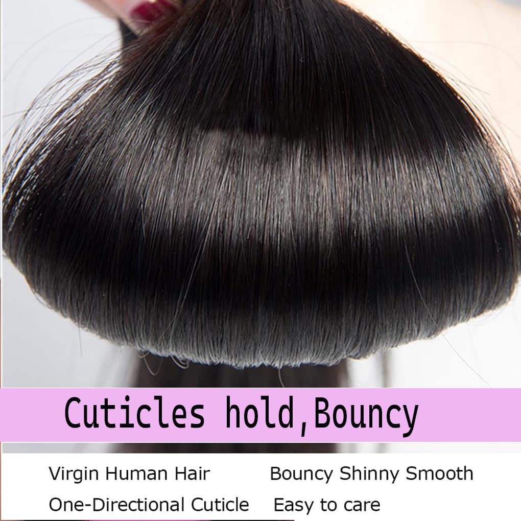 12A Straight Human Hair Bundles - 20 Inch Brazilian Virgin Hair Extensions for Black Women | Natural Black Color