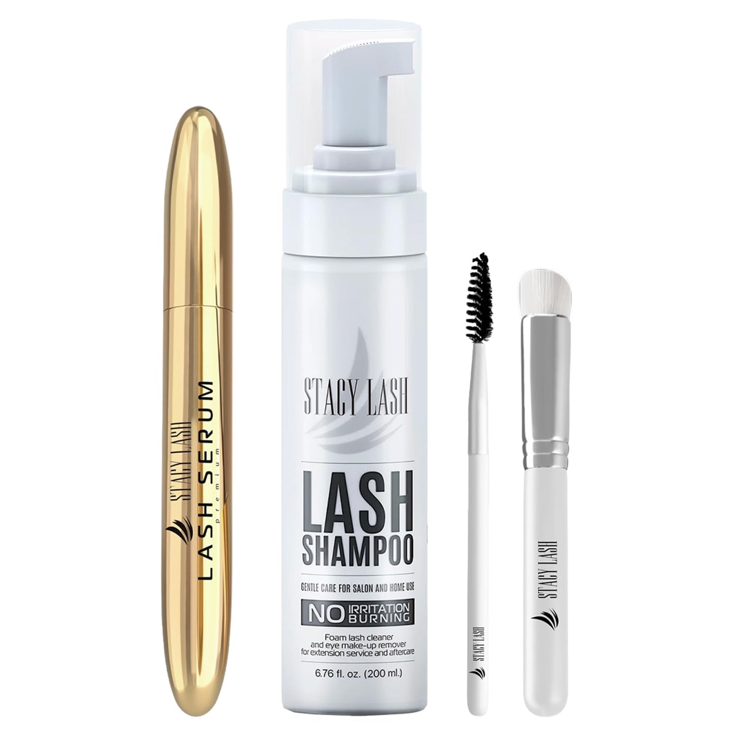 STACY LASH Eyelash Extension Shampoo 6.76 fl.oz Serum 5ml / Eyelid Foaming Cleanser/Supplies for Lashes Growth & Thickness/With Biotin/Enhancing Natural Eyelashes/Professional & Self Use