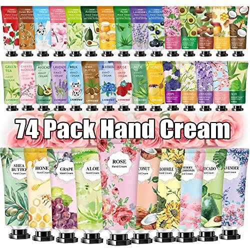 74 Pack Hand Cream Gift Set For Women and Girls,Stocking Stuffers Christmas Gifts Bulk,Appreciation Gifts,Nurses Gifts,Natural Plant Hand Lotion For Dry Cracked Hands,Mini Hand Lotion Travel Size