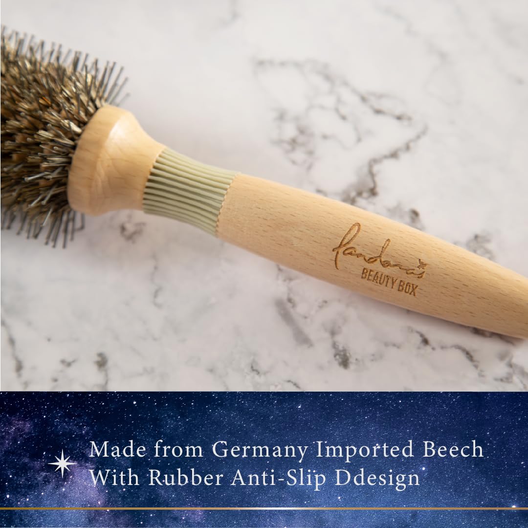 Pandora's Beauty Box The 101 GoShiny hairbrush/FSC Wooden Brush/Styling/BlowOut/Heat Resistance Brush/Boar Bristle Hair Brush/Roller Brush/Round Brush (Mini,)