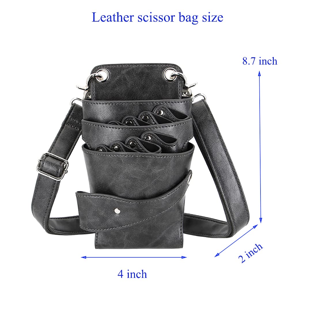 Scissors Bag- Soft Leather Salon Barber Hairdressing Scissor Shears Holster Hair Stylist Tools Bag with Waist Shoulder Belt