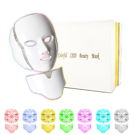 Firmosa Led Facial Light Therap Mask - 7 Led Light Therap Facial Skin Care Mask - Red Light Therap for Face - Led Face Mask Light Therap - Face Mask Skin Care,Used at Home