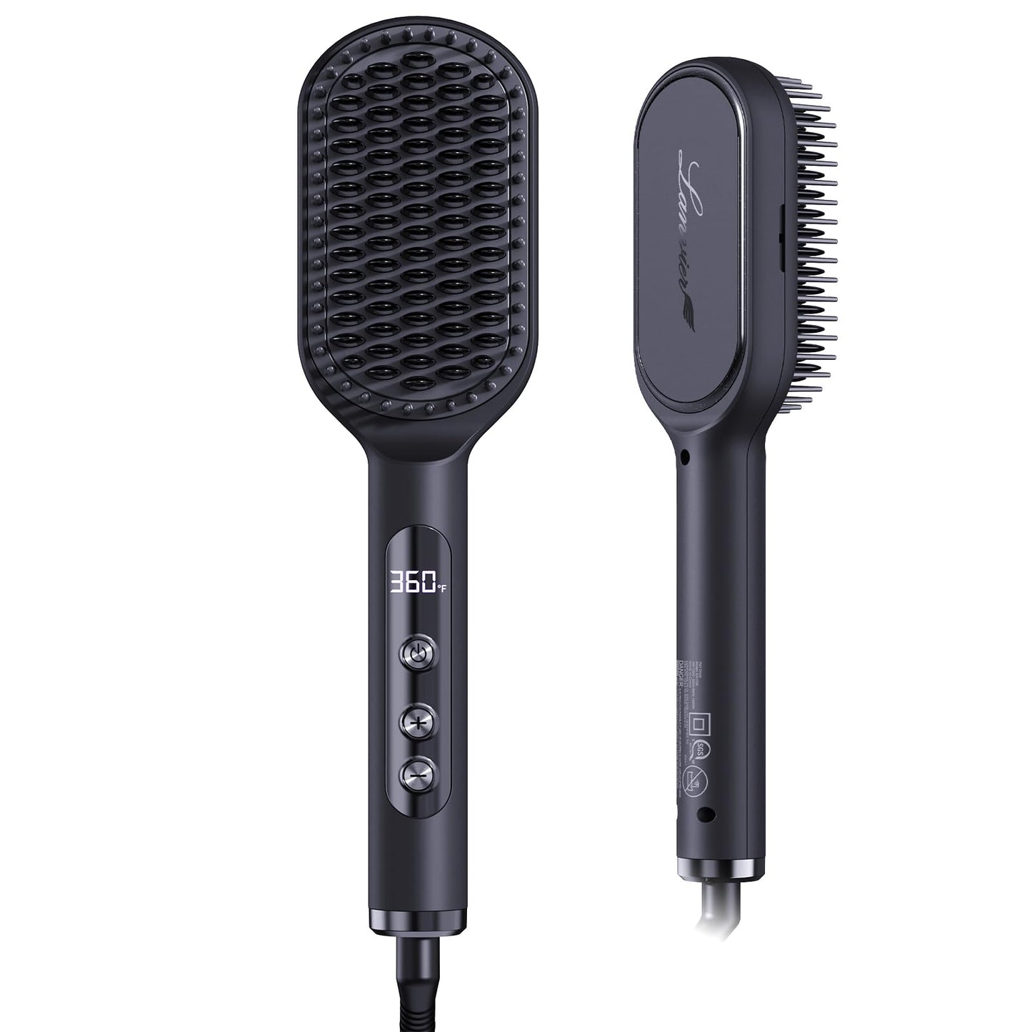 LANVIER Hair Straightener Brush, Ionic Straightening Brush with Infrared