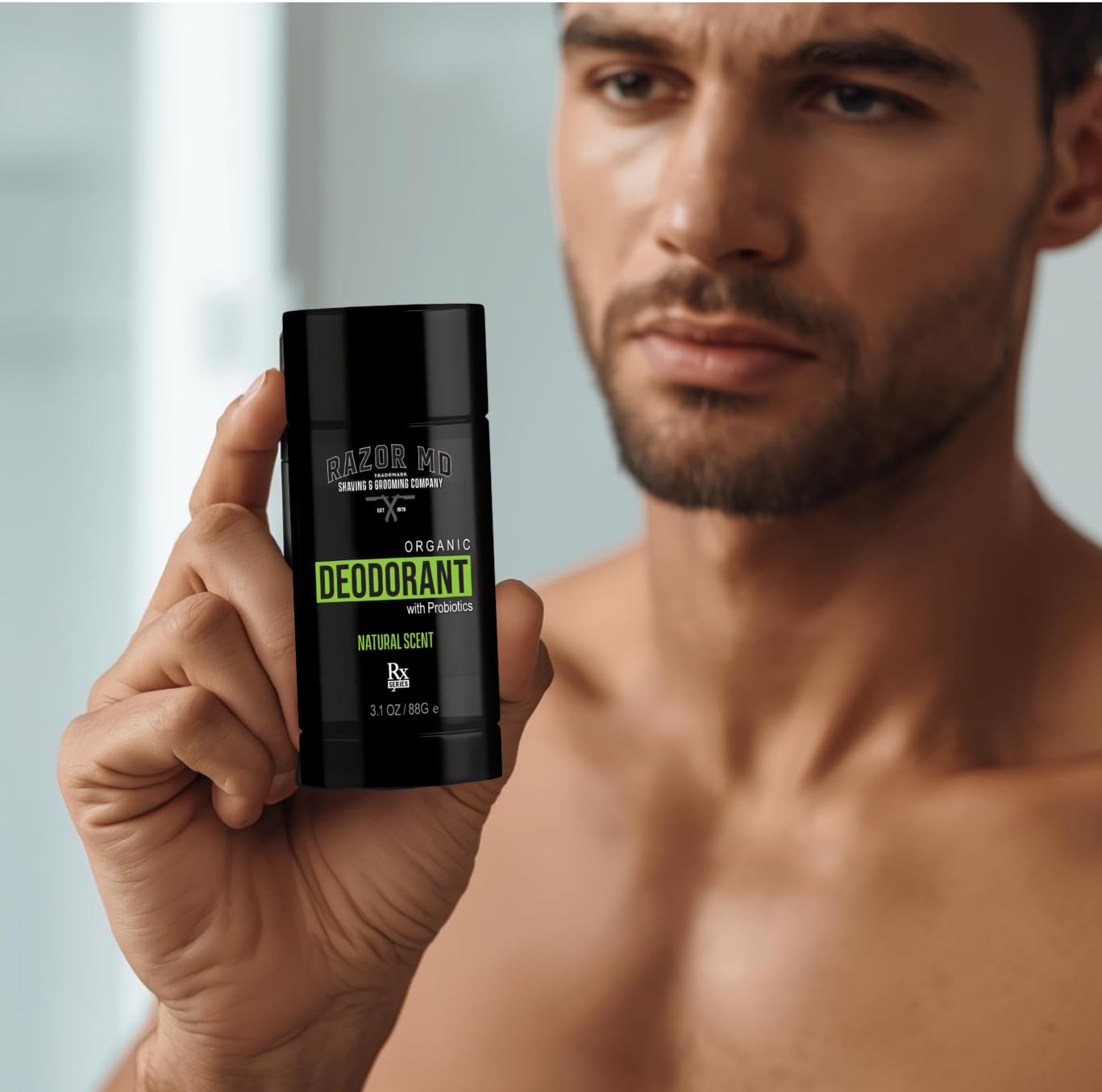Razor MD Deodorant with Probiotics, Underarm Skincare Deo for Men, 3.1 oz