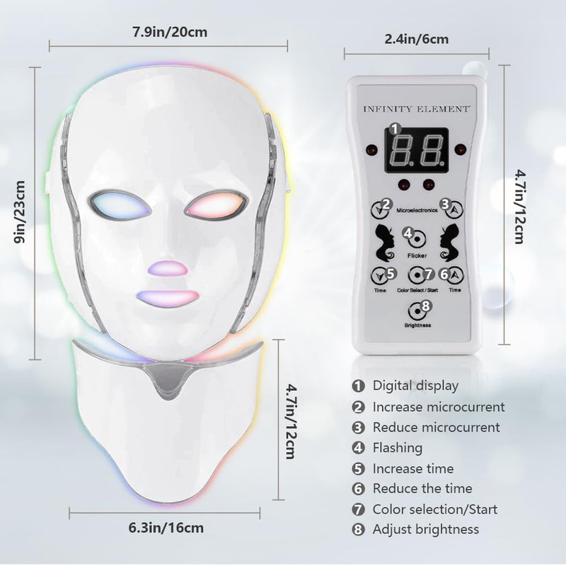 Firmosa Led Facial Light Therap Mask - 7 Led Light Therap Facial Skin Care Mask - Red Light Therap for Face - Led Face Mask Light Therap - Face Mask Skin Care,Used at Home