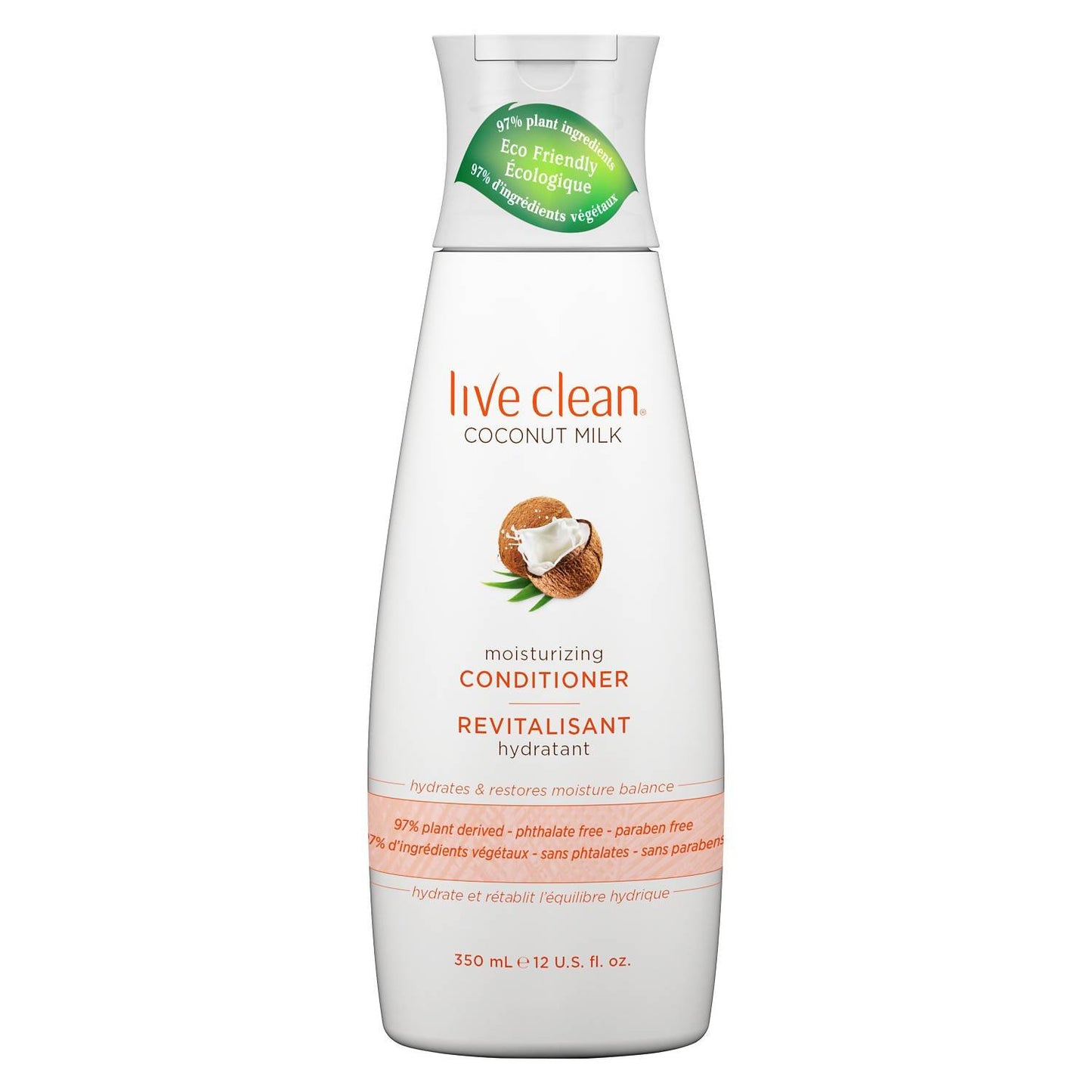Live Clean Coconut Milk Moisturizing Shampoo and Conditioner, 12 oz each with Certified Organic Coconut Extract and Oil, Petrolatum-free, Phthalate-free and Paraben-free