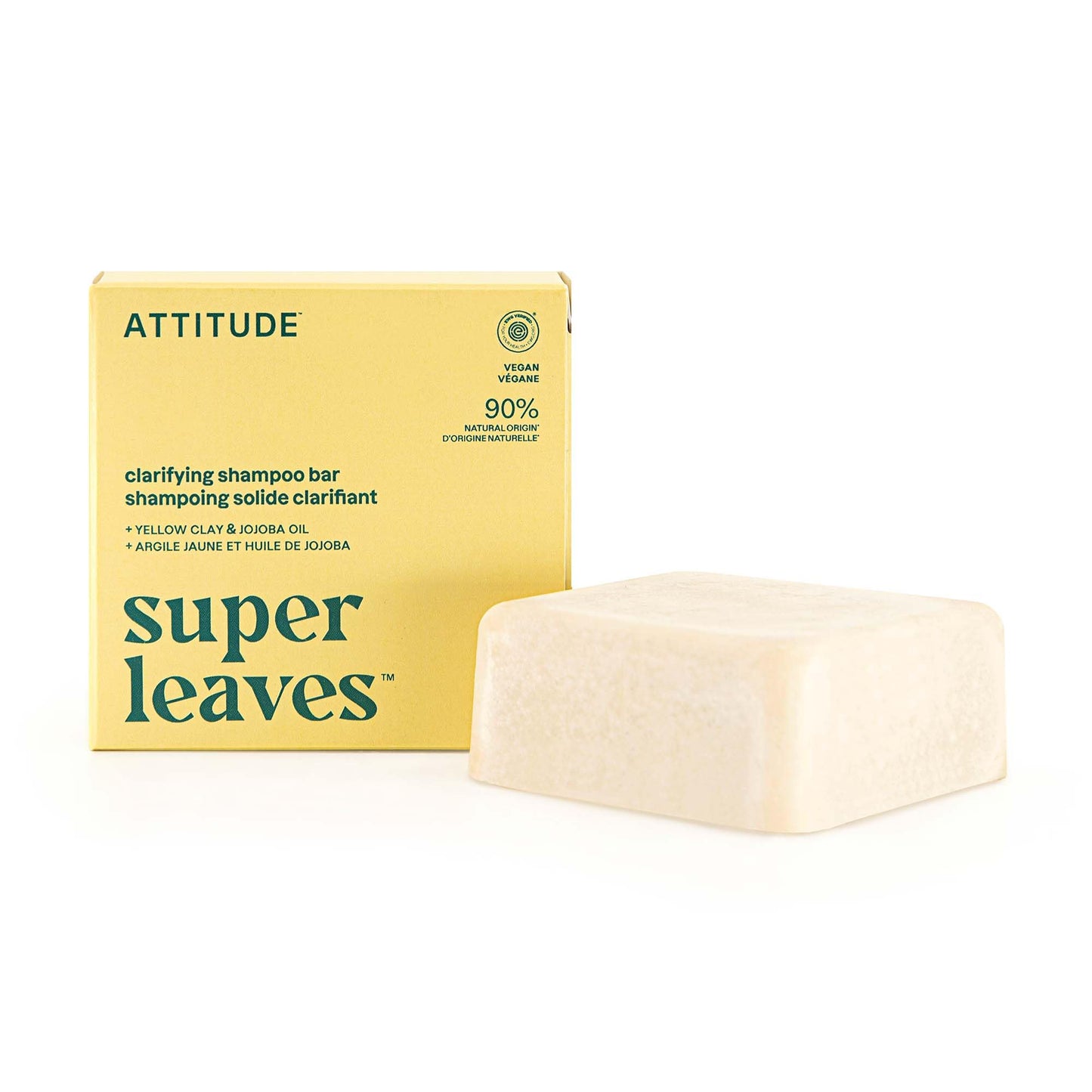 ATTITUDE Clarifying Shampoo Bar, Natural Origin, for Greasy and Oily Hair, Jojoba Oil & Yellow Clay, EWG Verified & Clean ingredients, Vegan, Earl Grey & Fresh Cucumber Scent, 4 Oz