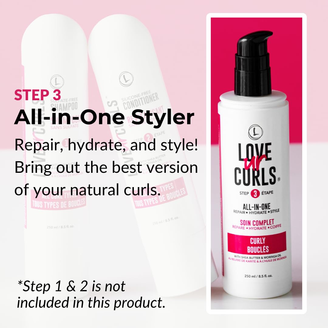 All-in-One Curl Cream Styler - Anti-Frizz Hydrating Curl Cream for Curly Hair with Shea Butter | 250mL