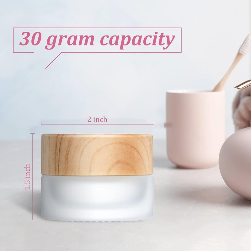 Glass Cosmetic Containers - 30 Empty Sample Jars with Leak-Proof Lids for Lotion & Cream | 30 Gram