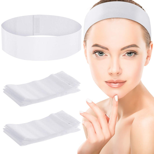 WILLBOND 90 Pieces Disposable Spa Facial Headbands Stretch Non Woven Facial Headband Non-slip Elastic Hair Band with Soft Convenient for Women Skin Care Makeup Application Salon Esthetician Supplies