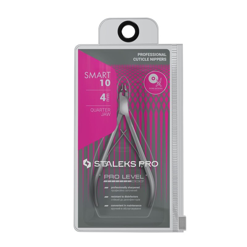 Staleks Pro SMART 10 Cuticle Nippers – 4 mm Blades – Satin Finish – Stainless Steel – Professional Skin Nippers for Classic Manicure & Hardware Use