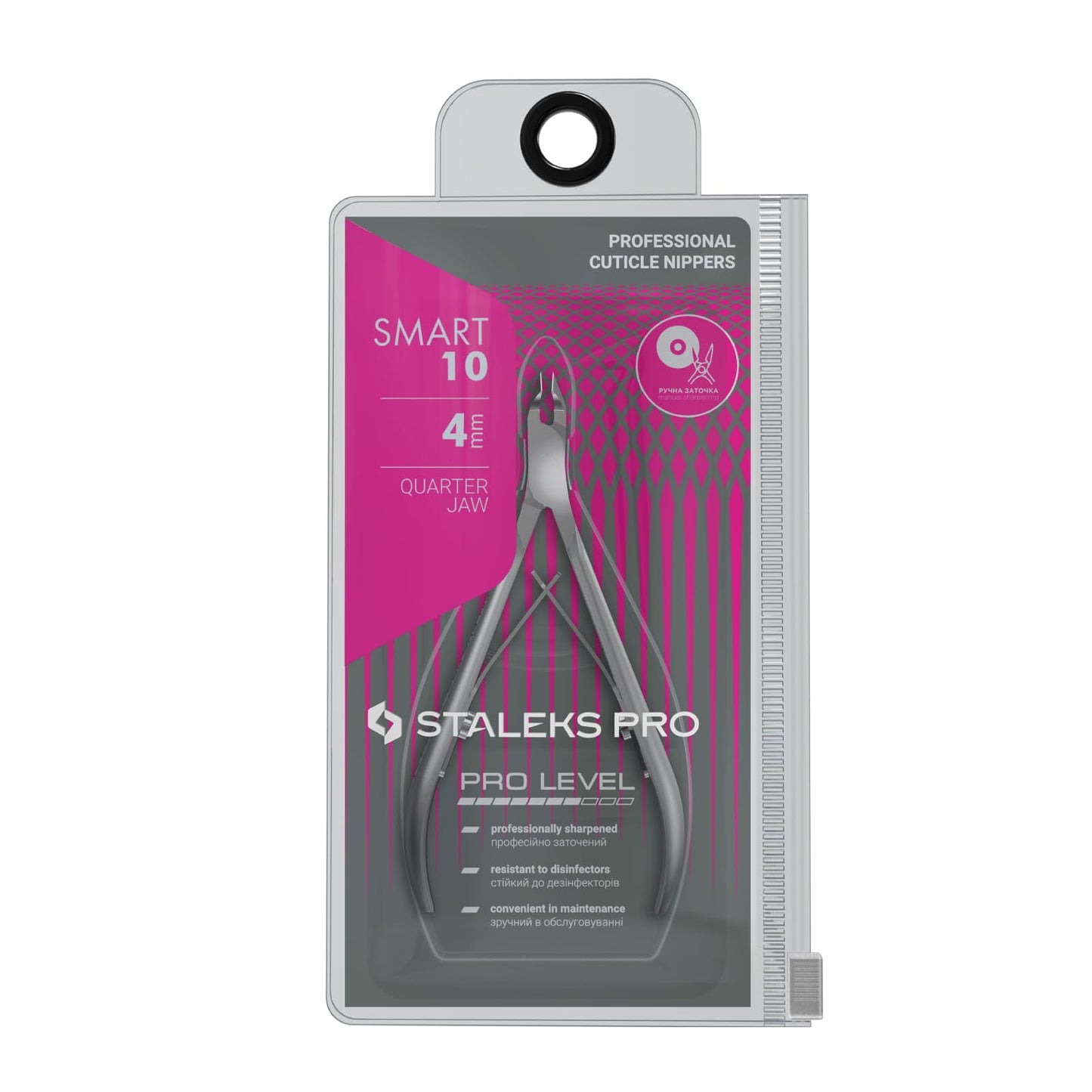 Staleks Pro SMART 10 Cuticle Nippers – 4 mm Blades – Satin Finish – Stainless Steel – Professional Skin Nippers for Classic Manicure & Hardware Use