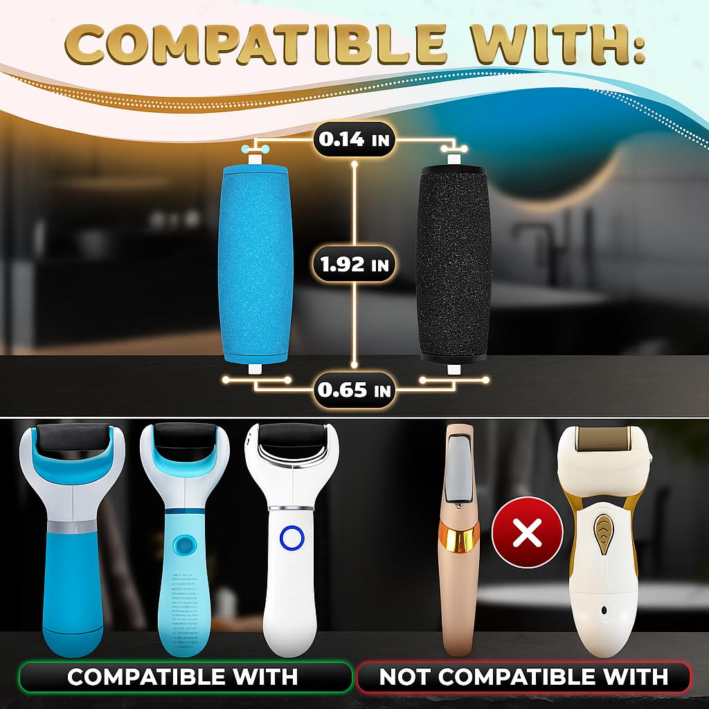 Electric Callus Remover for Feet with Rollers for Skin 11 Psc - Foot Heel Callus Remover Foot Scrubber Dead Skin Remover Tool for Feet Care Heel Scraper for Cracked Heels Pedicure Supplies