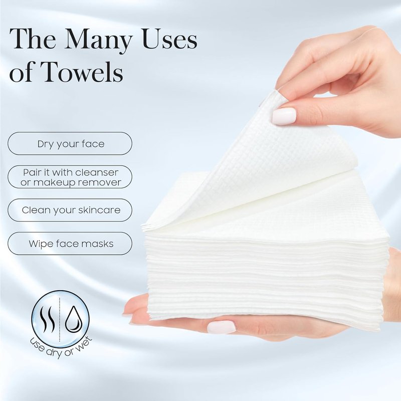 Fygrip XL Disposable Face Towels - 50 Count, Soft Viscose Fibre | 10” x 12” Cleansing Towelettes for Women