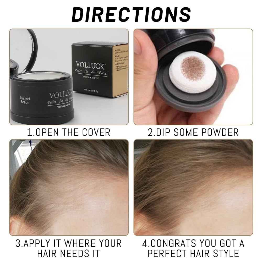 Root Touch Up Powder - Instant Gray Hair Concealer for Men & Women | A-Black, 2-Pack
