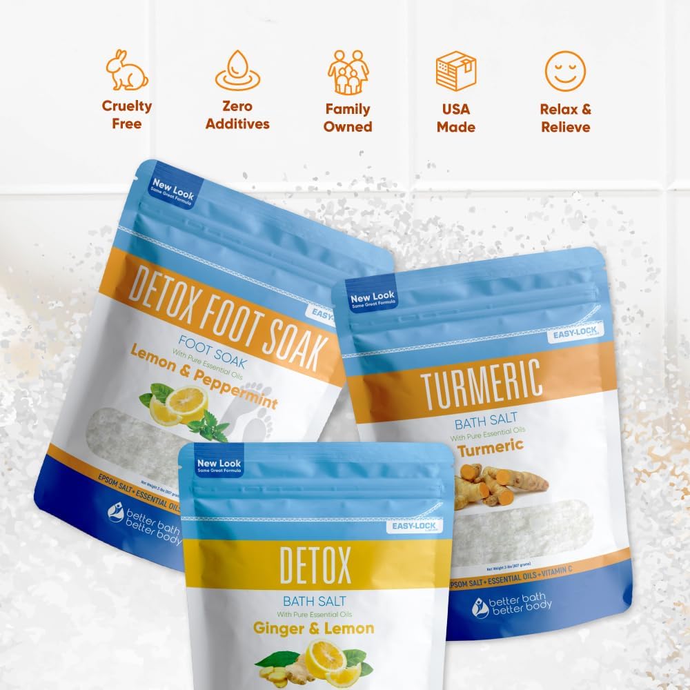 Detox Bath Bundle | 3-Pack Detoxifying Soaks with Epsom Salt & Essential Oils - 2 Lbs Each