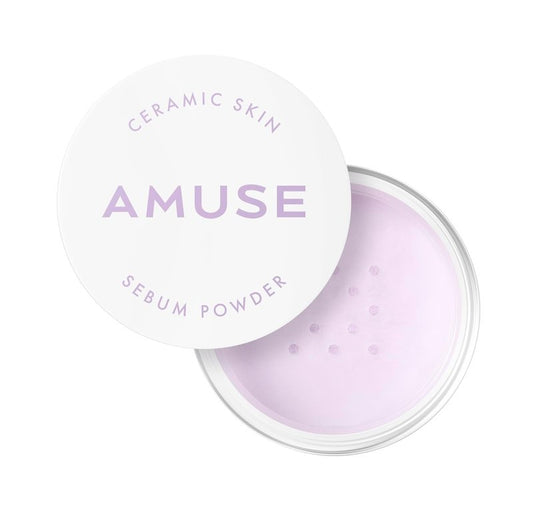 AMUSE SEOUL Ceramic Skin Sebum Face Powder - Lightweight Oil Control, Long-Lasting Setting Powder | 02 Violet