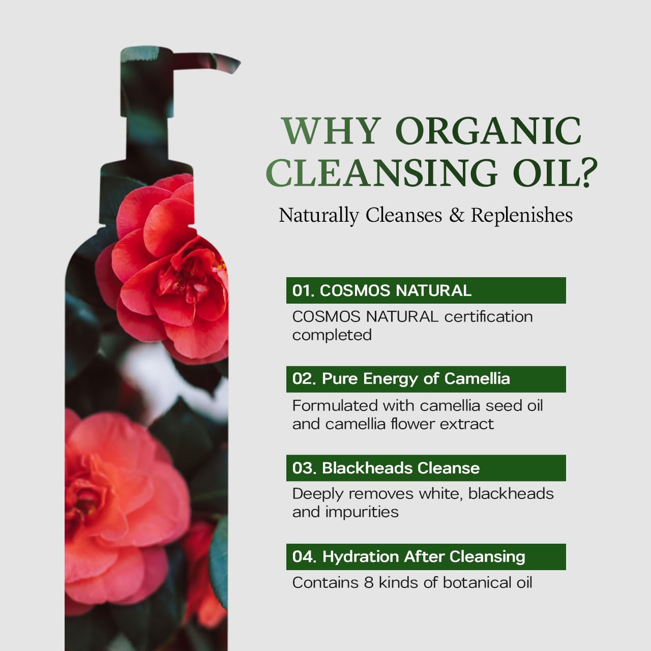 SanDaWha SKINCURE Camellia Natural Mild Cleansing Oil - Korean Skincare Deep Makeup Remover & Pore Cleanser for Blackheads and Sebum with 8 Plant Oils, Ideal for Sensitive Skin, 6.76 fl. oz.