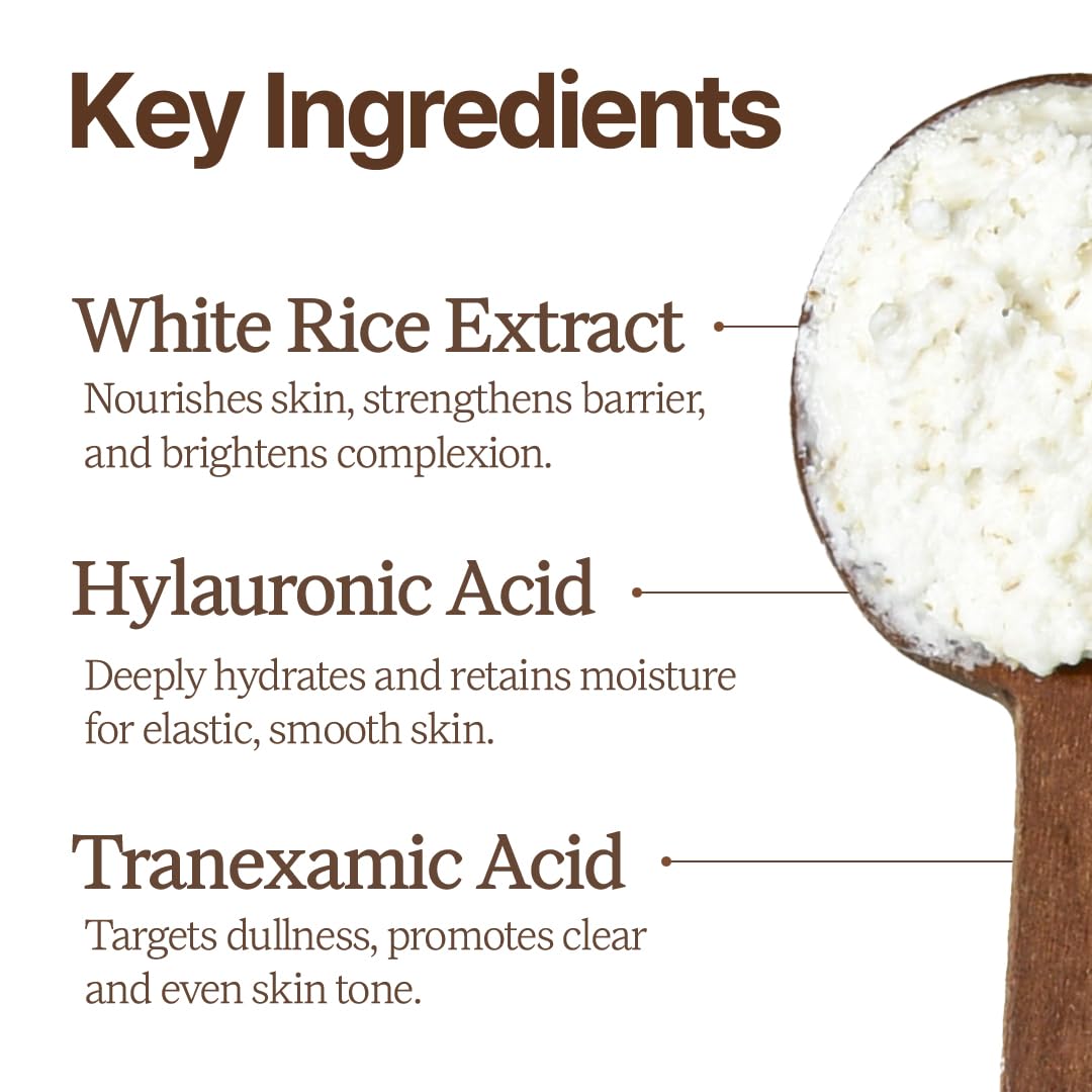 Rice Bran Powder Wash - Gentle Exfoliating Face Cleanser for Sensitive Skin | Vegan Enzyme Scrubber - 60g (2.1 oz)