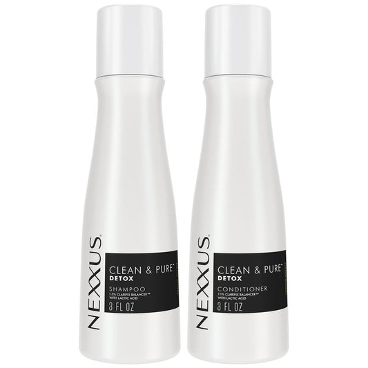Nexxus Clean & Pure Shampoo and Conditioner, Travel-Size (6 Sets, 12 Bottles), Elastin Protein & Marine Minerals Purify & Detox, 3 Oz Ea