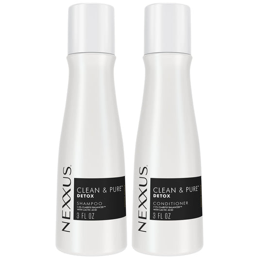 Nexxus Travel Shampoo and Conditioner, Clean & Pure – Hair Products with Elastin Protein and Marine Minerals, Sulfate-Free, 3 Oz Ea
