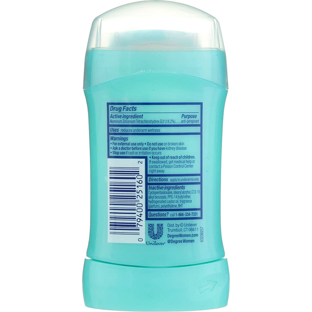 Degree Women Anti-Perspirant and Deodorant Invisible Solid, Shower Clean 1.6 oz (Pack of 5)