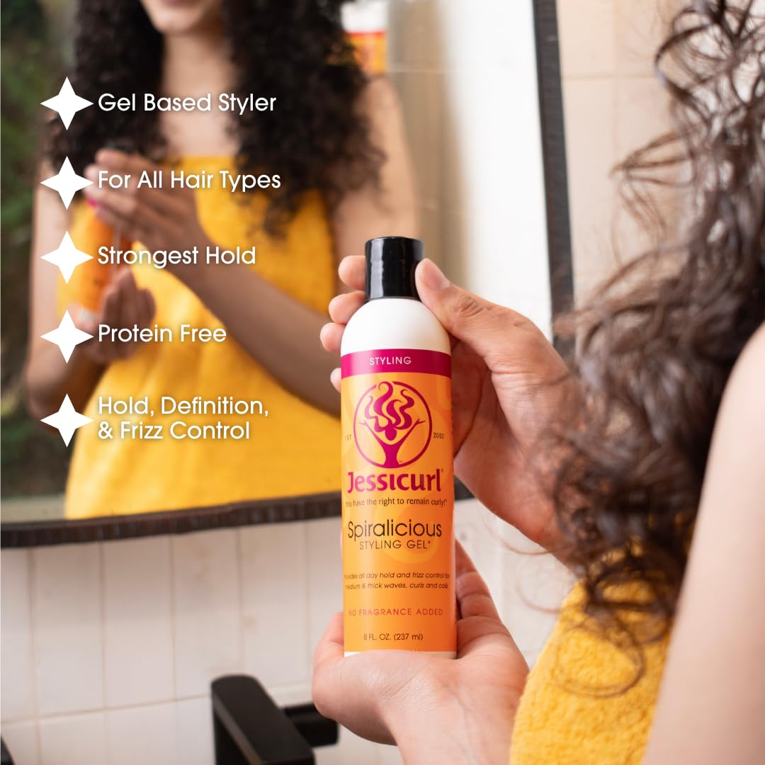 Jessicurl, Spiralicious Gel, Citrus Lavender, 8 Fl oz. Curl Defining Hair Gel for Curly Hair and Frizz Control, for all hair types